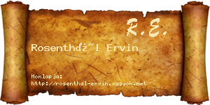 Rosenthál Ervin névjegykártya